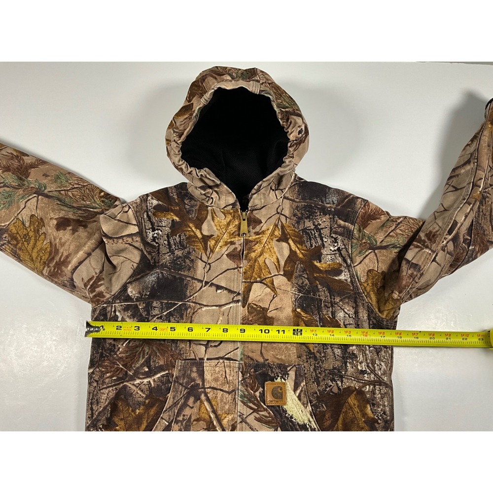 VTG Carhartt Youth L 10/12 YYJ220 CAP Camo Hooded Active Jacket Thermal Lined - Picture 10 of 16